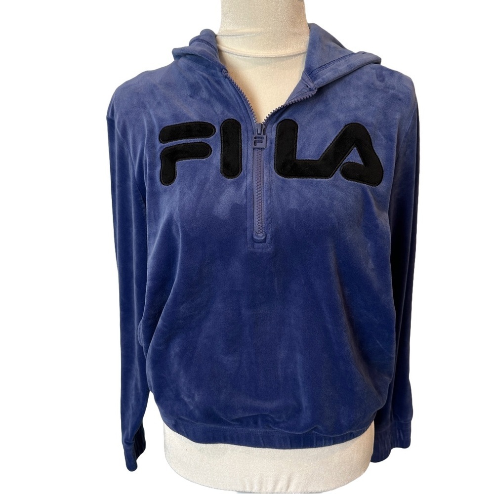 Fila Velour Half Zip Retro Hoodie ‎Elastic Waist
